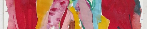 Sam Schaffer, Walk This Way 2025 acrylic on paper 22x11