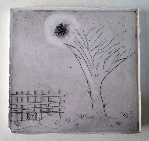 Etching printed on plaster