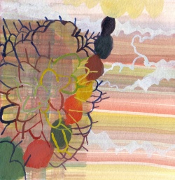 Josette Urso, Windy Hill, watercolor on paper, 13" x 12.5"